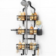 Shower Caddy Hanging Organizer, 3 Tier Adjustable Bathroom Shelves, Rustproof Over The Showerhead/Door Hanging Shelf for Inside Shower - No Drilling Shower Rack Bath Storage With Soap Holder