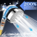 Filtered Shower Head with Handheld, High Pressure 4 Spray Shower Heads with Filters, Anti-clog Silicone Nozzles for Hard Water Showerhead, Built-in Power Wash to Clean Tub/Tile /Pets